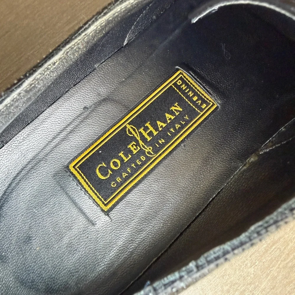 Vintage 80s Cole Haan Made in Italy Black Patent Leather Dress Shoes Size 11.5 D